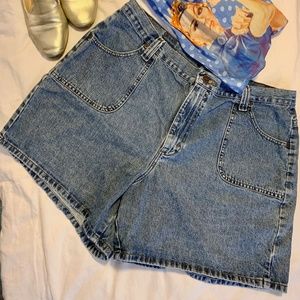 Riders Womens Denim Shorts High Waist Blue
